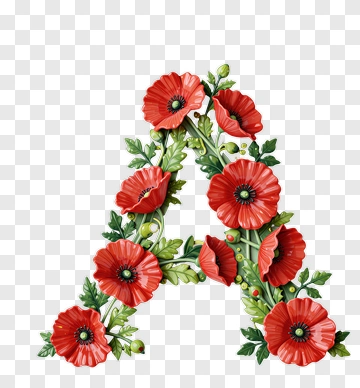 Letter A Decorated With Poppies PNG