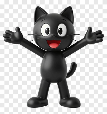 Black Cat Cartoon Character PNG