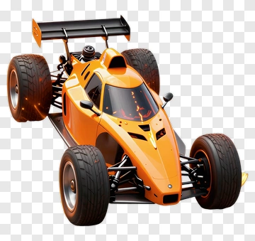 Orange Race Car With Flames PNG