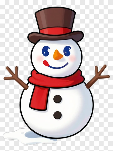 Happy Snowman With Top Hat And Scarf PNG