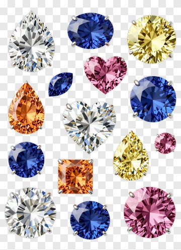 Collection Of Colorful Gemstones And Diamonds PNG