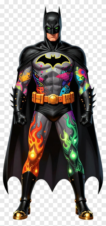Batman In Colorful Futuristic Costume PNG