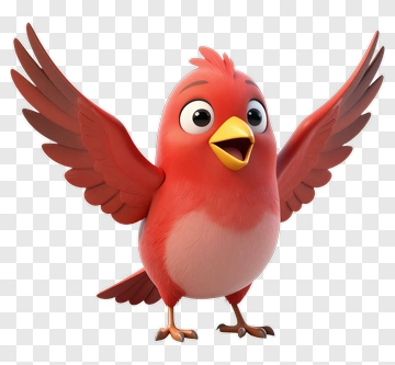 Red Cartoon Bird With Open Wings PNG