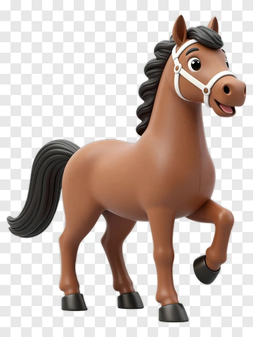 Cartoon Horse With Bridle PNG