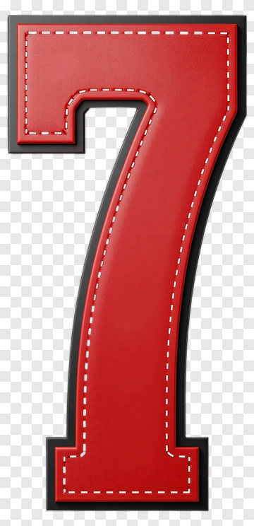 Red Number Seven With Black Border PNG