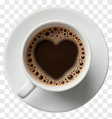 Heart-shaped Coffee In White Cup PNG