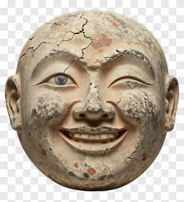 Ancient Ceramic Smiling Face PNG