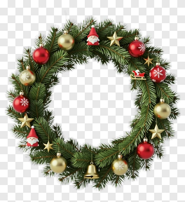 Christmas Wreath With Ornaments PNG
