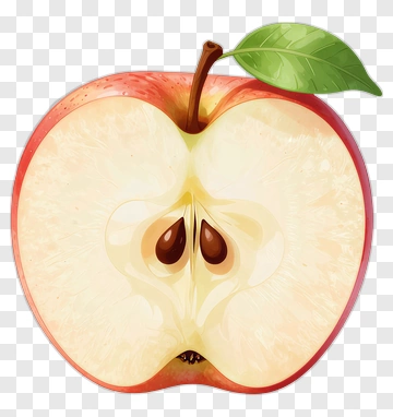 Sliced Apple With Leaf PNG