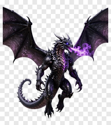 Black Dragon With Purple Fire PNG