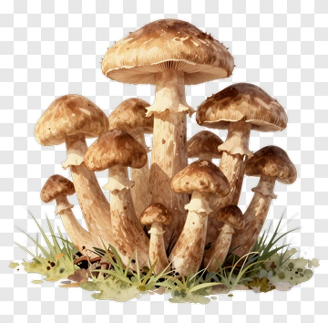 Cluster Of Mushrooms In Nature PNG