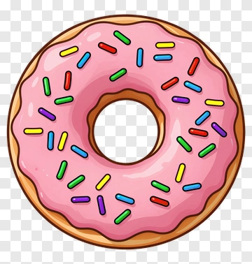 Pink Frosted Donut With Rainbow Sprinkles PNG