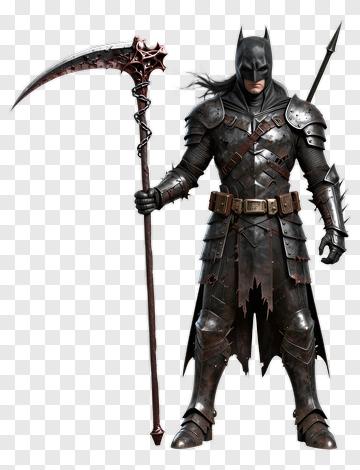 Batman In Dark Armor With Scythe PNG