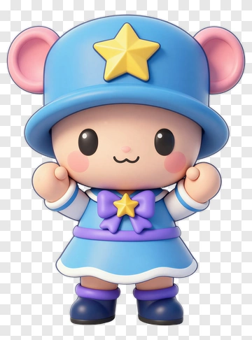 Cartoon Mouse Character With Star Hat PNG