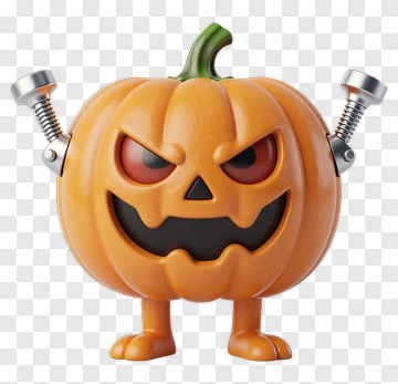 Robot Pumpkin With Screw Arms PNG