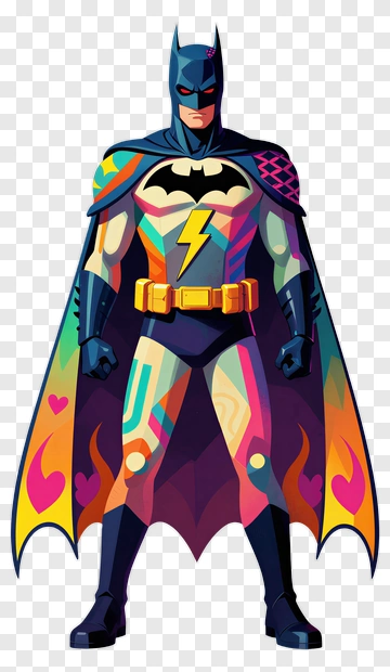 Batman In Colorful Superhero Costume PNG