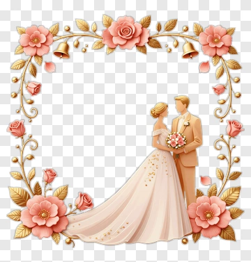Bride And Groom In Wedding Frame PNG