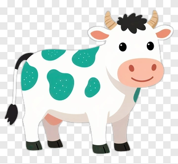 Cute Cartoon Cow With Green Spots PNG
