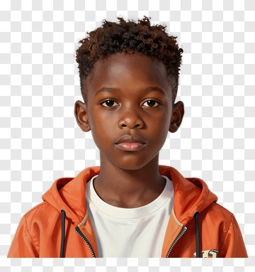 Portrait Of A Young Boy With Curly Hair PNG