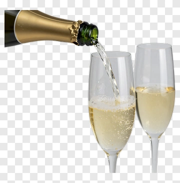 Champagne Being Poured Into Flute Glasses PNG
