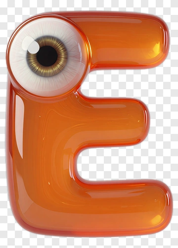 Orange Letter E With Eye PNG