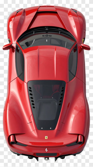 Red Ferrari Sports Car Top View PNG