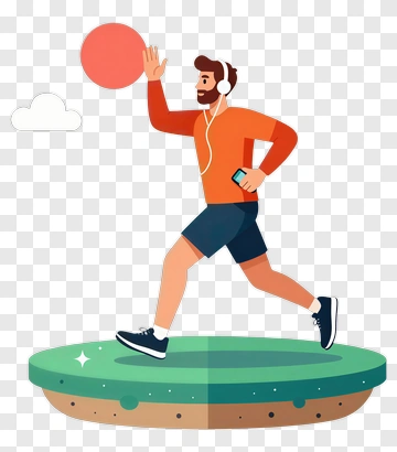 Man Running With Headphones PNG
