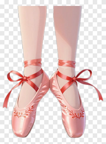 Pink Pointe Shoes With Red Ribbons PNG