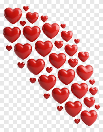 Red Hearts Arranged In Curved Pattern PNG