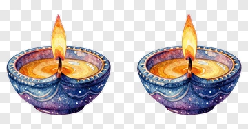 Two Diyas With Flames PNG