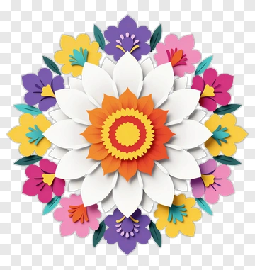 Paper Flower Mandala Design PNG