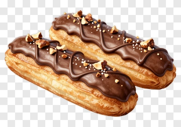 Chocolate Eclair With Nut Topping PNG