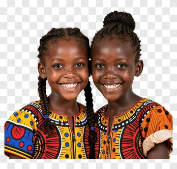 Two Smiling Girls In Colorful Traditional Attire PNG