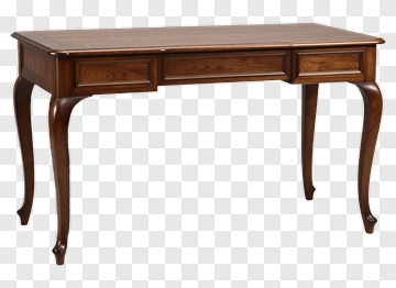 Wooden Desk With Curved Legs PNG