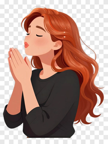 Woman Blowing Kisses With Long Red Hair PNG