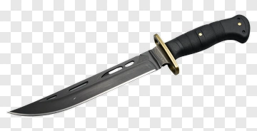 Black Handheld Knife With Gold Accents PNG