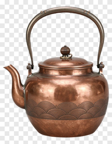 Copper Teapot With Wave Pattern PNG