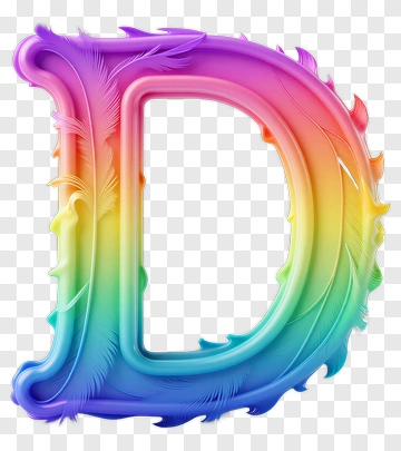 Rainbow Feather Letter D PNG