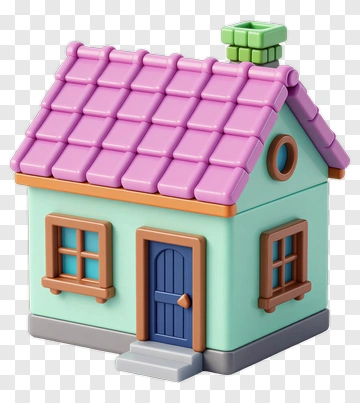 Cute Toy House With Pink Roof PNG