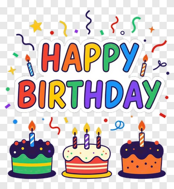 Happy Birthday Celebration With Cakes And Confetti PNG