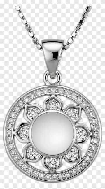 Silver Lotus Pendant Necklace PNG