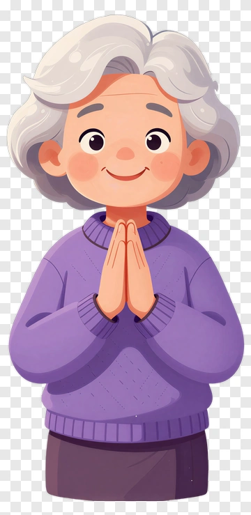 Elderly Woman With Praying Hands PNG