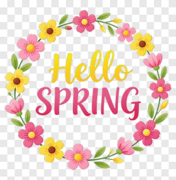 Hello Spring Flower Wreath PNG