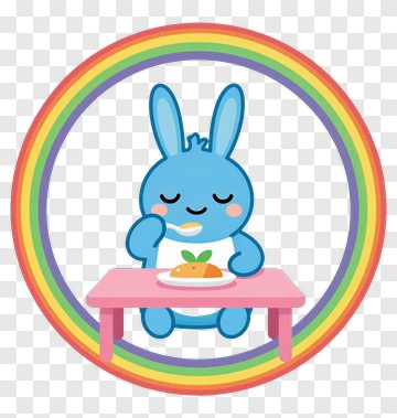 Blue Rabbit Eating Dessert PNG