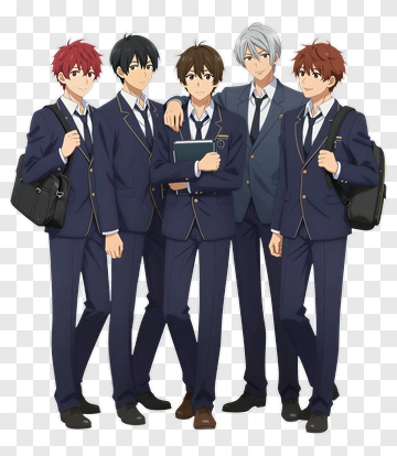 Anime Boys In School Uniforms PNG