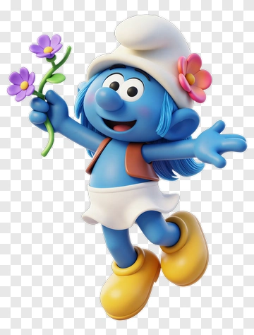 Smurf Holding Flowers PNG