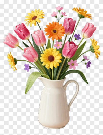 Colorful Spring Flower Arrangement PNG