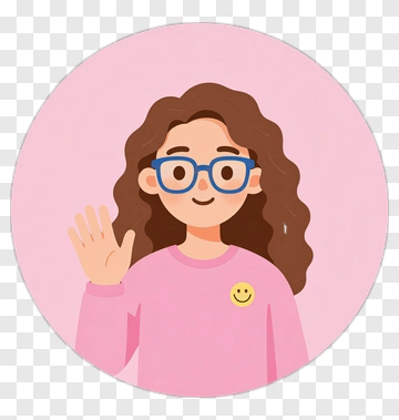 Friendly Girl Waving With Smiley Pin PNG