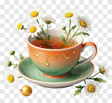 Tea Cup With Daisies PNG