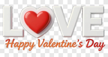 3D Love Heart Valentine's Day Message PNG